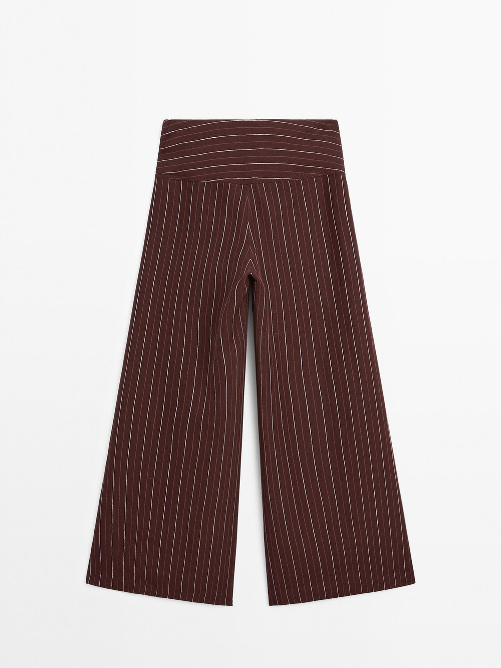 Massimo Dutti Льняные брюки с широкими штанинами и высокой посадкой, бургундский