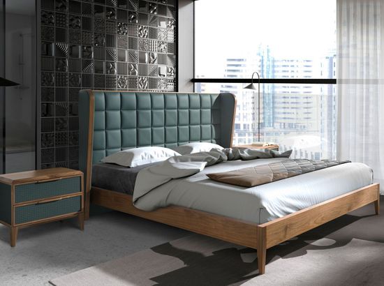 Кровать 7148/CP2305-B из экокожи темно-зеленого цвета