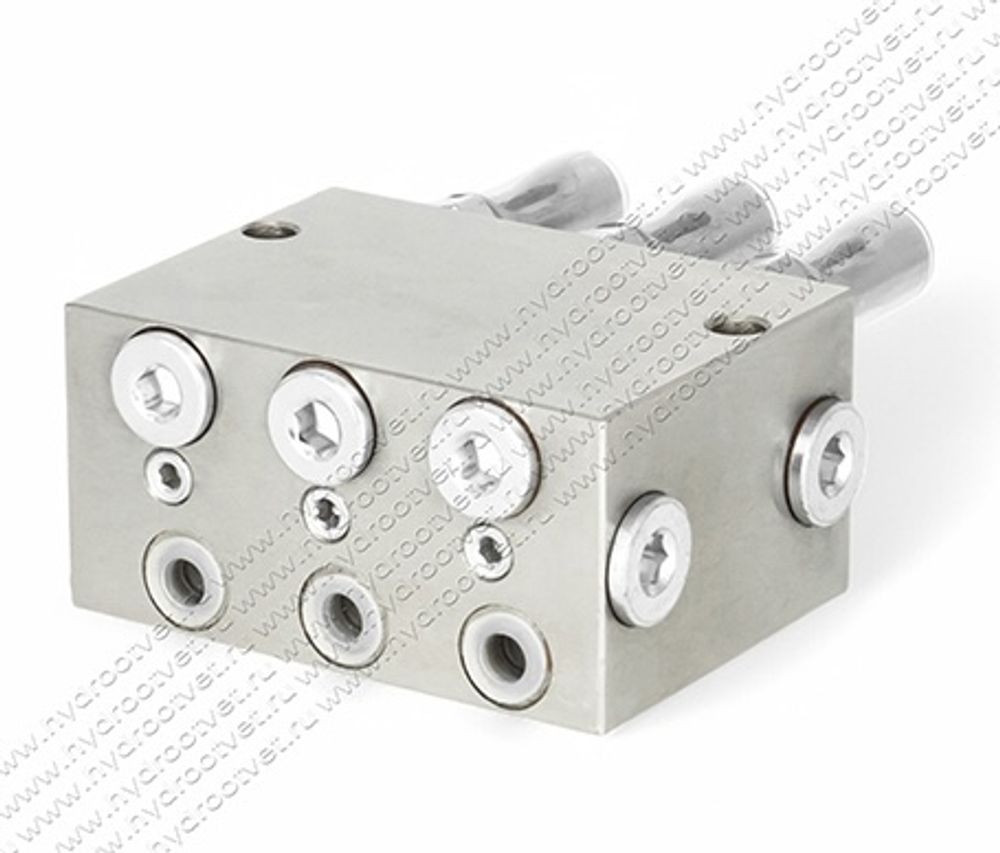 VSL6-KR - Питатель для двухлинейных систем смазки с рабочим давлением 400 бар, количество выходов 6, максимальная доза 5 мл/цикл, с регулятором и индикатором