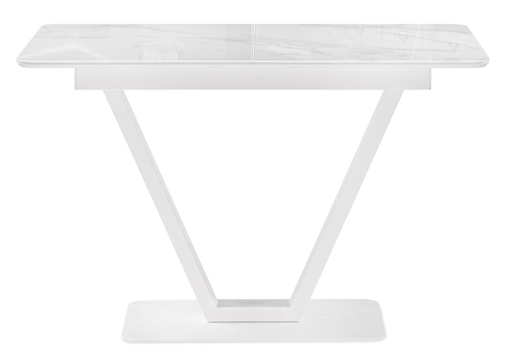 Стол на тумбе Бугун 120(160)х80х77 белый мрамор / белый