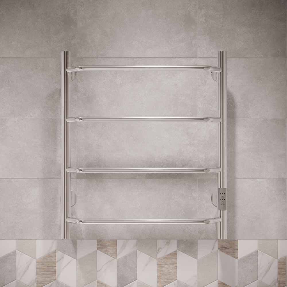 Полотенцесушитель электрический EWRIKA Сафо FT 60x55 см, подключение справа, слева, глянцевый хром, лесенка