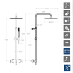 Душевая термостатическая система без излива с регулировкой высоты ALEXIA 3654RM250NM чёрный