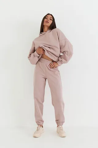 Худи свободного кроя из премиум футера цвета какао