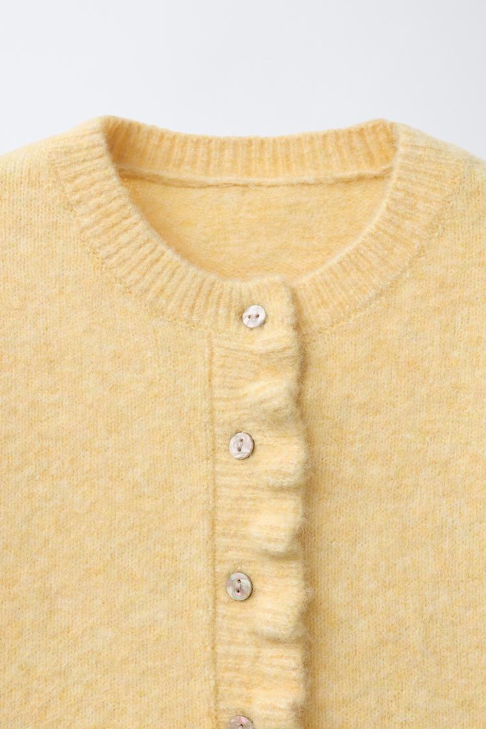 ZARA КАРДИГАН С ВОЛАНАМИ, ЖЕЛТЫЙ