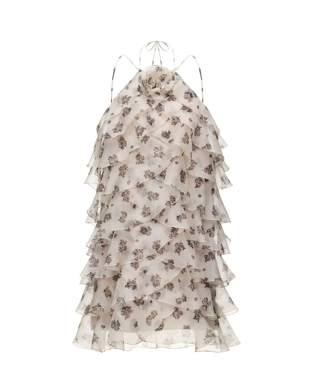 Dahlia, платье мини из молочной органзы с цветочным принтом