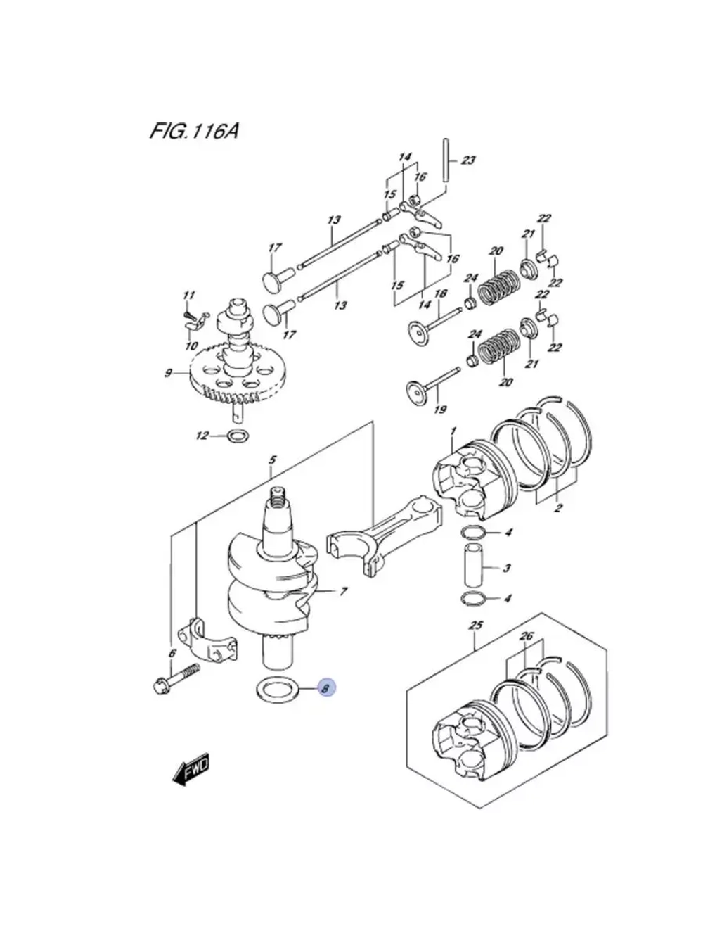 Упорная шайба коленвала DF4-DF6