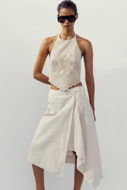 ZARA ЮБКА-ПАРЕО, ЖЕЛТОВАТО-БЕЛЫЙ