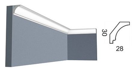 Карниз Контур под покраску, 30x16 мм