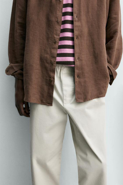 ZARA БРЮКИ ЧИНОС RELAXED FIT, СЕРЫЙ МЕЛАНЖ