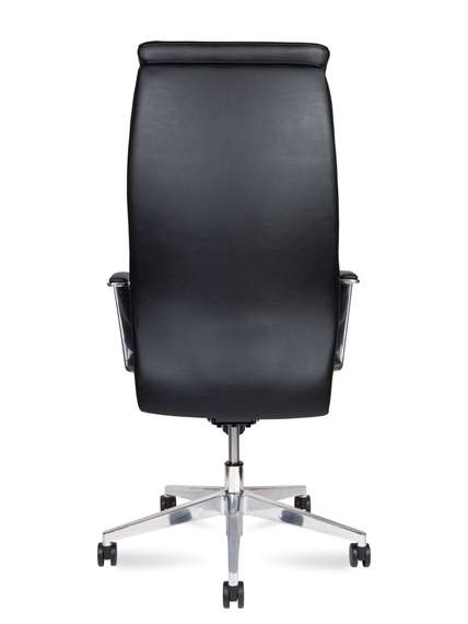 Кресло офисное Норден / Давос / Davos / алюминиевая  база / черная экокожа