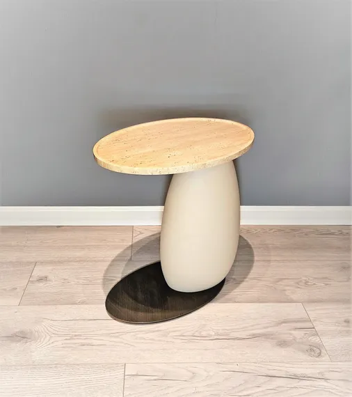 Журнальный столик 4477, 45х51 см, бежевый травертин