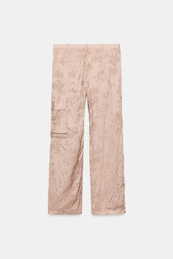 ZARA БРЮКИ КАРГО С ВЫШИВКОЙ — ZW COLLECTION, РОЗОВЫЙ
