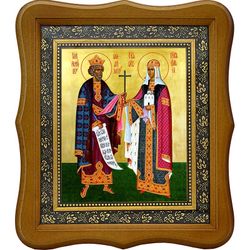 Владимир и Ольга Святые равноапостольные. Икона на холсте.