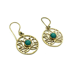 Серьги Lotus Flower бирюза из латуни
