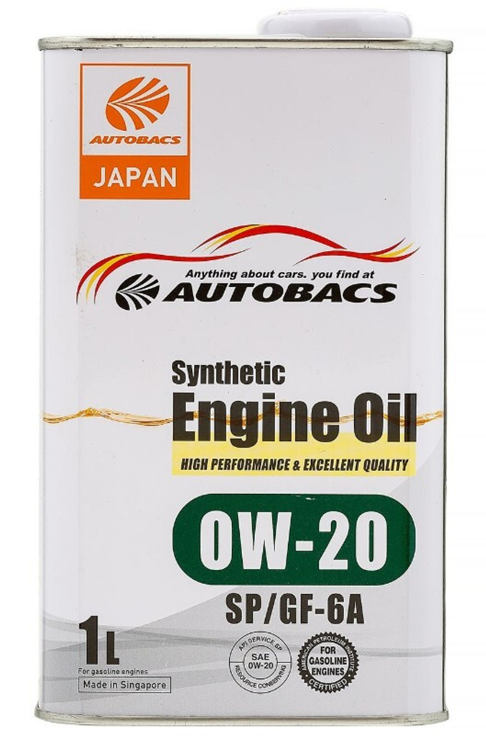 Масло моторное AUTOBACS Synthetic Engine Oil 0W-20 SP/GF-6A синтетическое 1л / 0W20