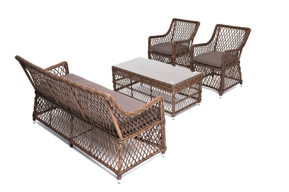 "Асти" лаунж-зона из искусственного ротанга на 4 персоны, цвет коричневый