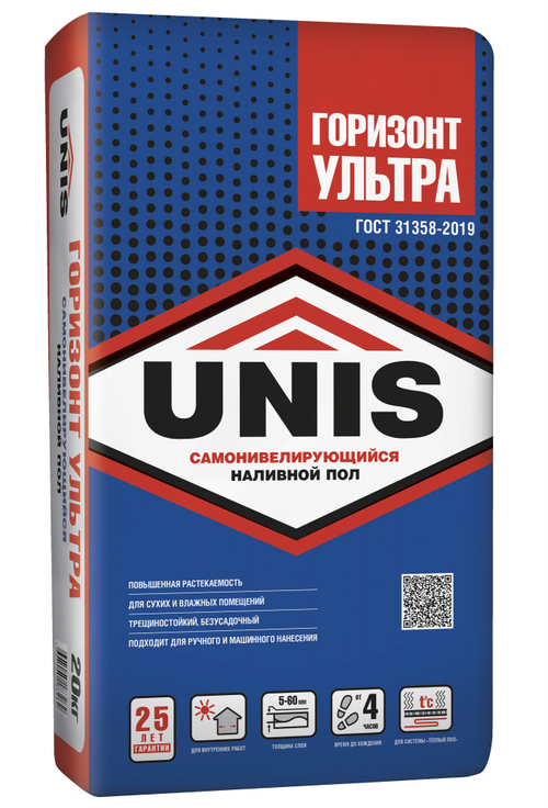 Наливной пол UNIS ГОРИЗОНТ УЛЬТРА cамонивелирующийся  20 кг