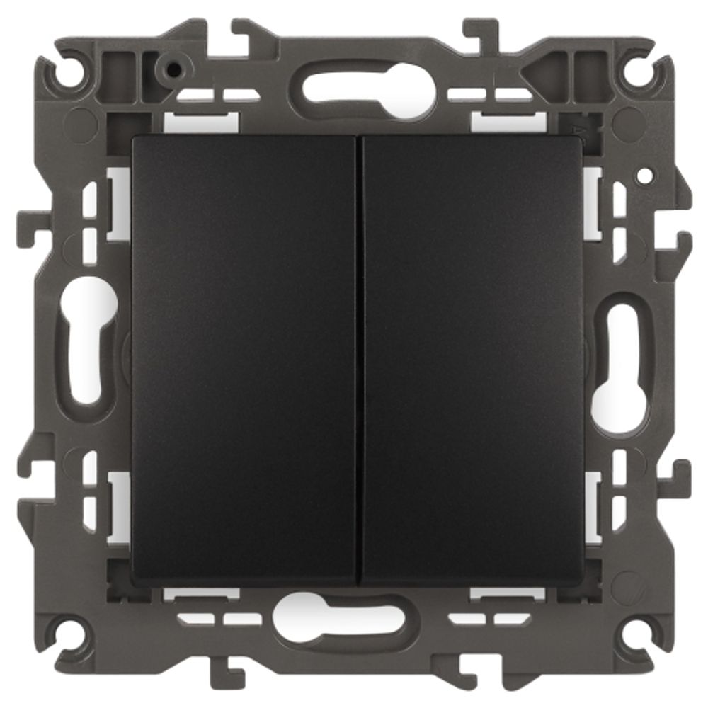 14-1106-05 ЭРА Переключатель двойной, 10АХ-250В, IP20, Эра Elegance, антрацит