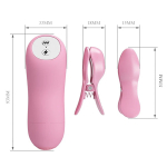 Нежно-розовые зажимы на соски с вибрацией и электростимуляцией Baile Romantic Wave BI-014648