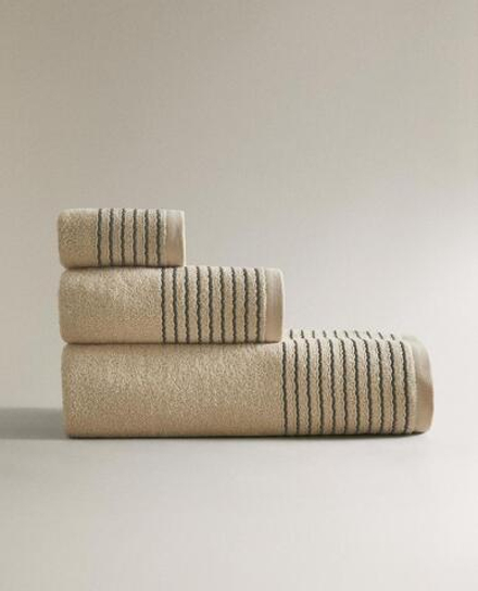 ZARA HOME БАННОЕ ПОЛОТЕНЦЕ С КАЙМОЙ, ПЕСОЧНЫЙ