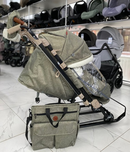 Коляска комбинированная (санки - коляска) «Ника Детям 7-8K» оливковый (арт. НД7-8K/4)