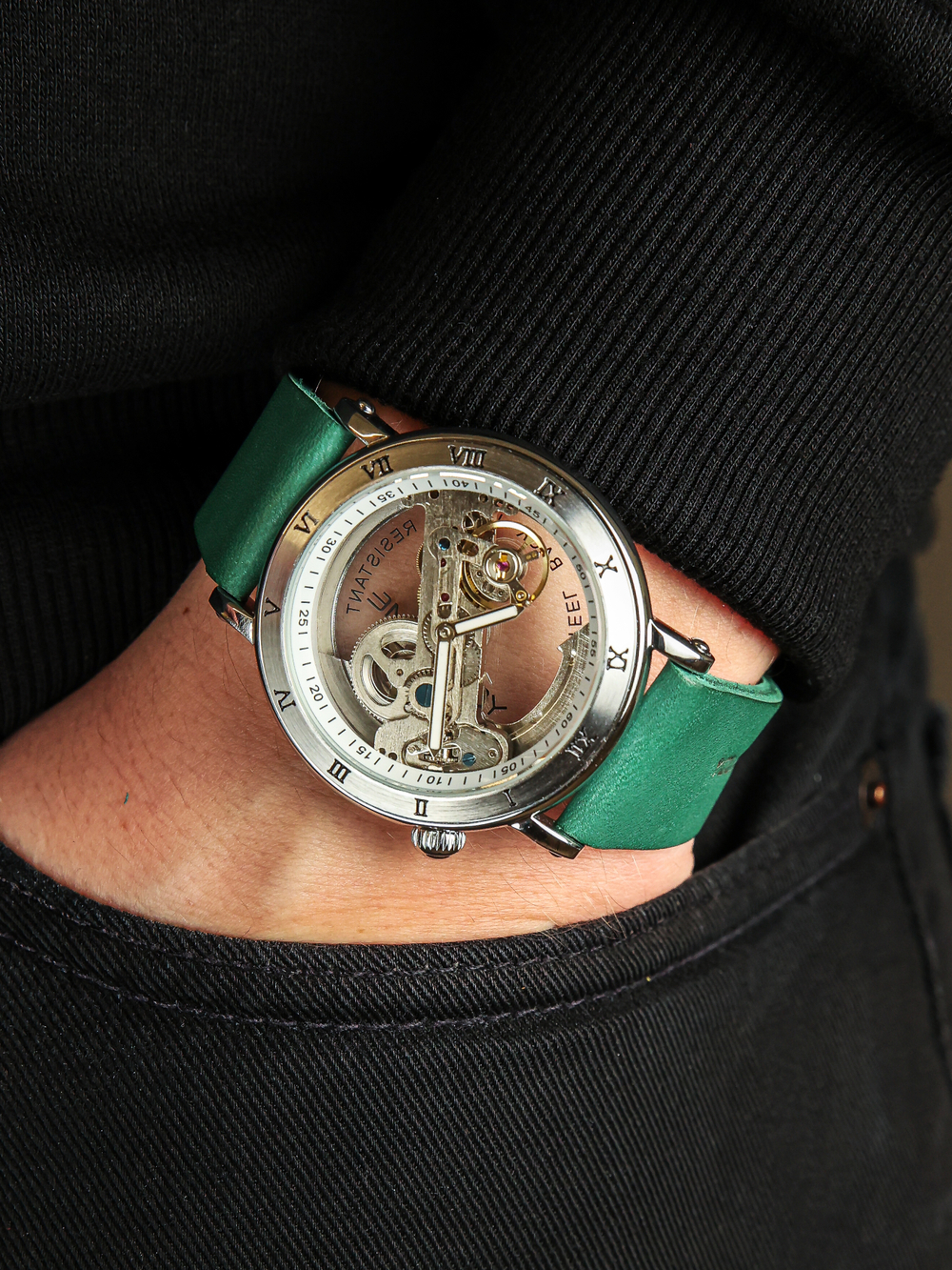 Часы скелетоны механические Power Green YOURTIME