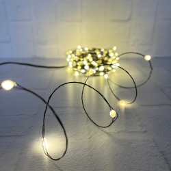 Гирлянда string light капли макро на черном проводе теплый белый свет 1.5м 150 ламп ChristmasDeLuxe