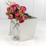 Коробка Ваза для цветов 14.5х14.5х15 см с ручками (Серебряный)