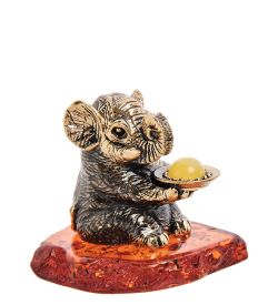 Народные промыслы AM-3259 Фигурка «Слон праздник» (латунь, янтарь)