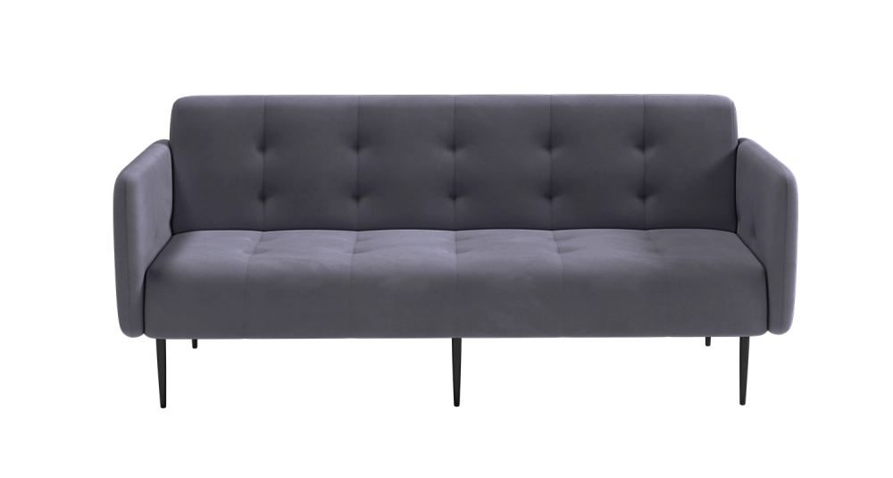 Monaco диван-кровать прямой с подлокотниками, трехместный, бархат серый 27