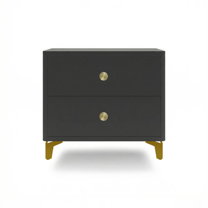 Тумба прикроватная на ножках с ящиками ROYAL 5303 эко (Черный-Золото-р.золото)
