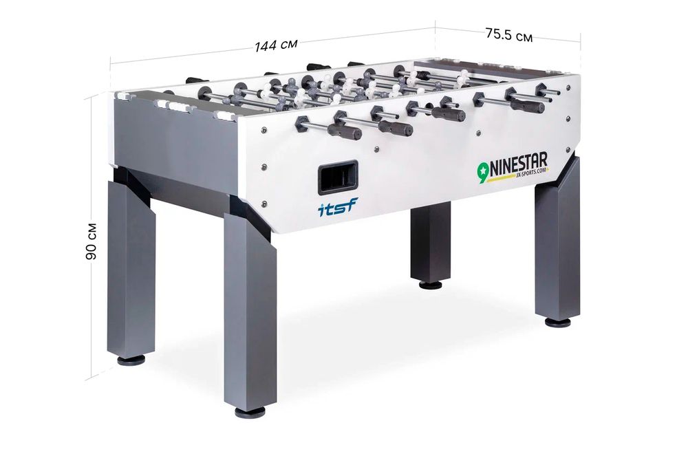 Игровой стол - футбол "NineStar Iron Pro ITSF Grey" (144х75,5х90)