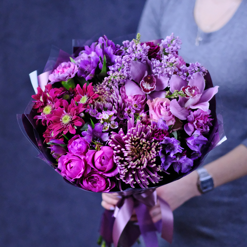 Купить Букет #393 с орхидеями и сиренью