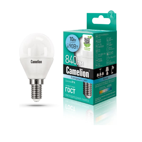 Camelion Лампа св/д свеча E14 10W 840lm 220 град. 4500K 4K матов. 107x38 пластик LED10-C35/845/E14