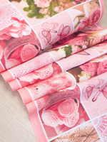 1,3м. Вафельное полотно, "Розовый пэчворк", 100% хлопок, плотн- 175, шир.-50 см, цена за отрез 50х600 см, Ткань хлопчатобумажная полотенечная арт. 60