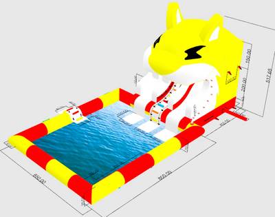 Надувная водная горка с бассейном «Бельчонок», 12*6,5*4,5 м