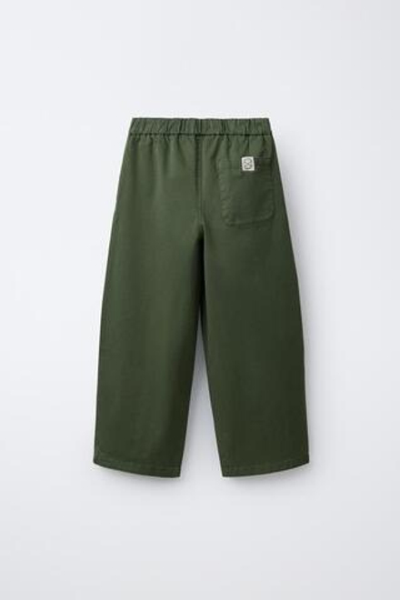 ZARA БРЮКИ BALLOON С ВЕРТИКАЛЬНЫМИ СТРЕЛКАМИ, ХАКИ