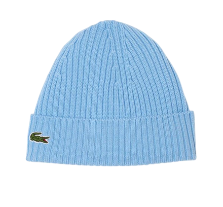 Шапка зимняя Lacoste Unisex Ribbed Wool Beanie - blue