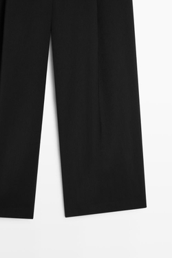 Massimo Dutti Драпированные укороченные широкие брюки, черный