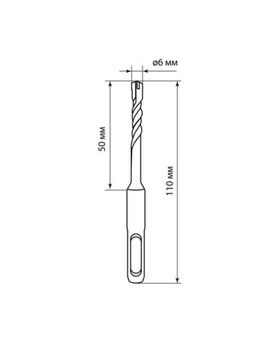 Бур по бетону, 6×110×50 мм, SDS-Plus, 4 резца, пластиковый держатель, 1 шт, "Рубин" TDM
