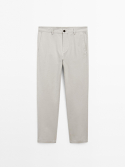 Massimo Dutti Зауженные брюки из хлопковой смеси, каменный