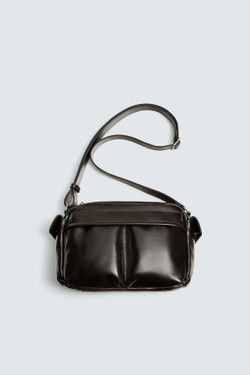 ZARA КОЖАНАЯ СУМКА ЧЕРЕЗ ПЛЕЧО, КОРИЧНЕВЫЙ