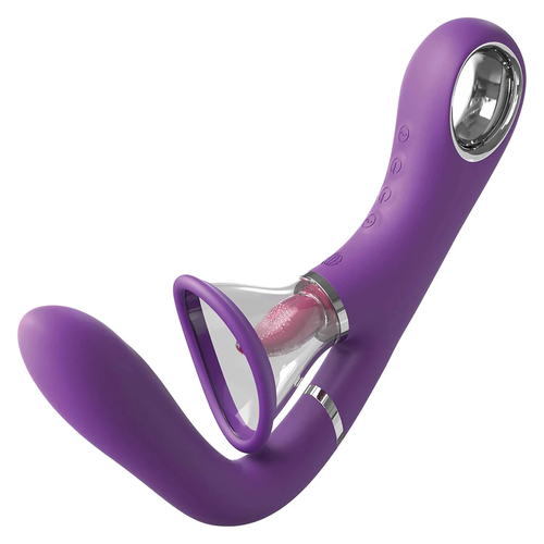 Вибростимулятор для точки G с помпой и имитатором языка PipeDream Fantasy for Her Ultimate Pleasure Pro Dual Oral Sex Simulator & G-Spot Vibrator Purple 496712