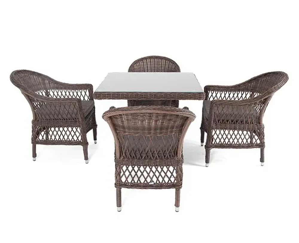 "Сицилия" обеденная группа плетеная, цвет коричневый