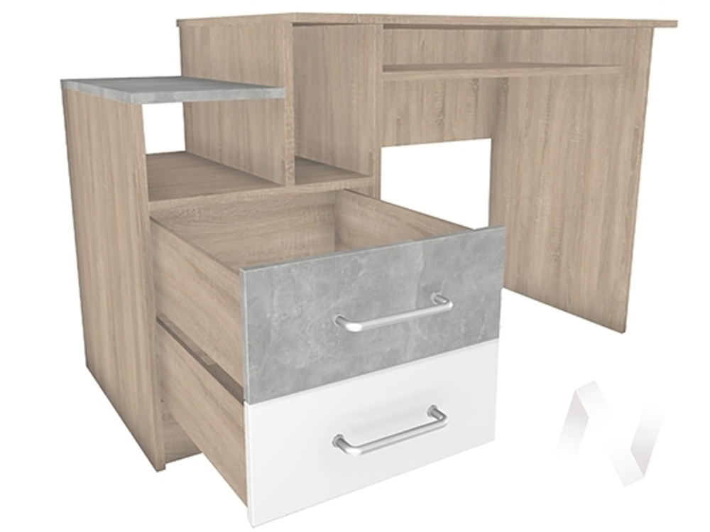 Стол письменный Лофт Детская Колибри (дуб сонома/ателье светлое;акрил белый)