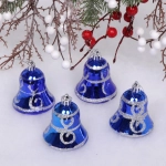 Ёлочные игрушки «Колокольчик вензель» 5,5 см (набор 4 шт), синий