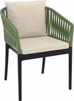 Кресло пластиковое с подушками Siesta Contract Portofino, черный, оливковый, бежевый