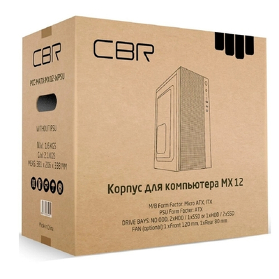Корпус для компьютера CBR Корпус mATX Minitower MX12, без БП, 1*USB 3.0, 2*USB 2.0, HD Audio+Mic, Black [PCC-MATX-MX12-WPSU]