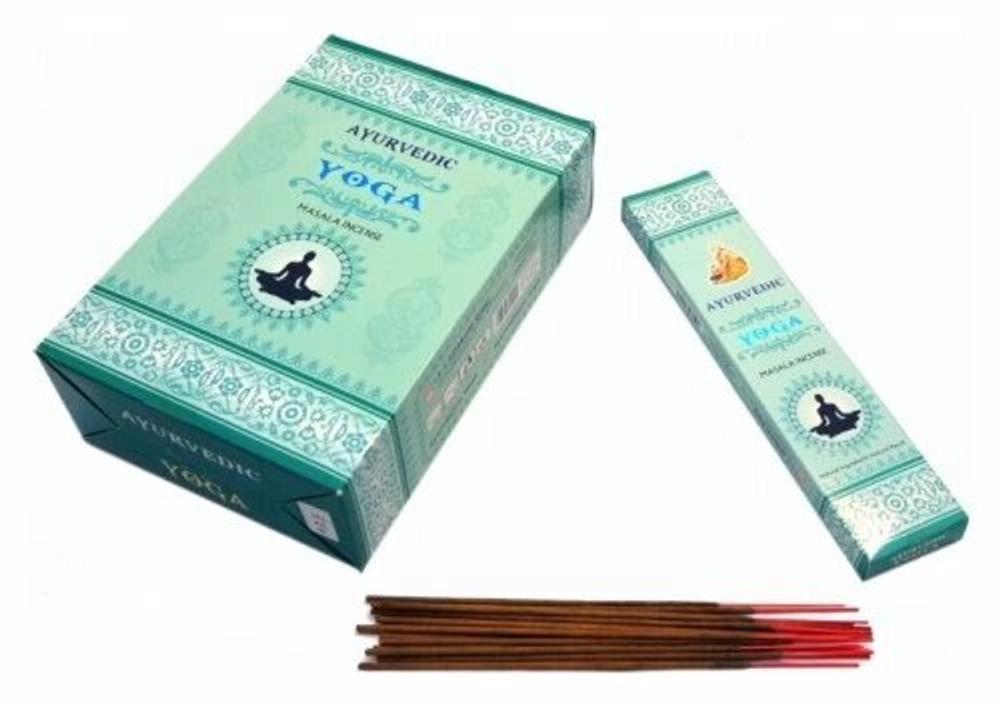 Ayurvedic Yoga Благовоние-масала Красный и белый Сандал, Лотос, 15 шт