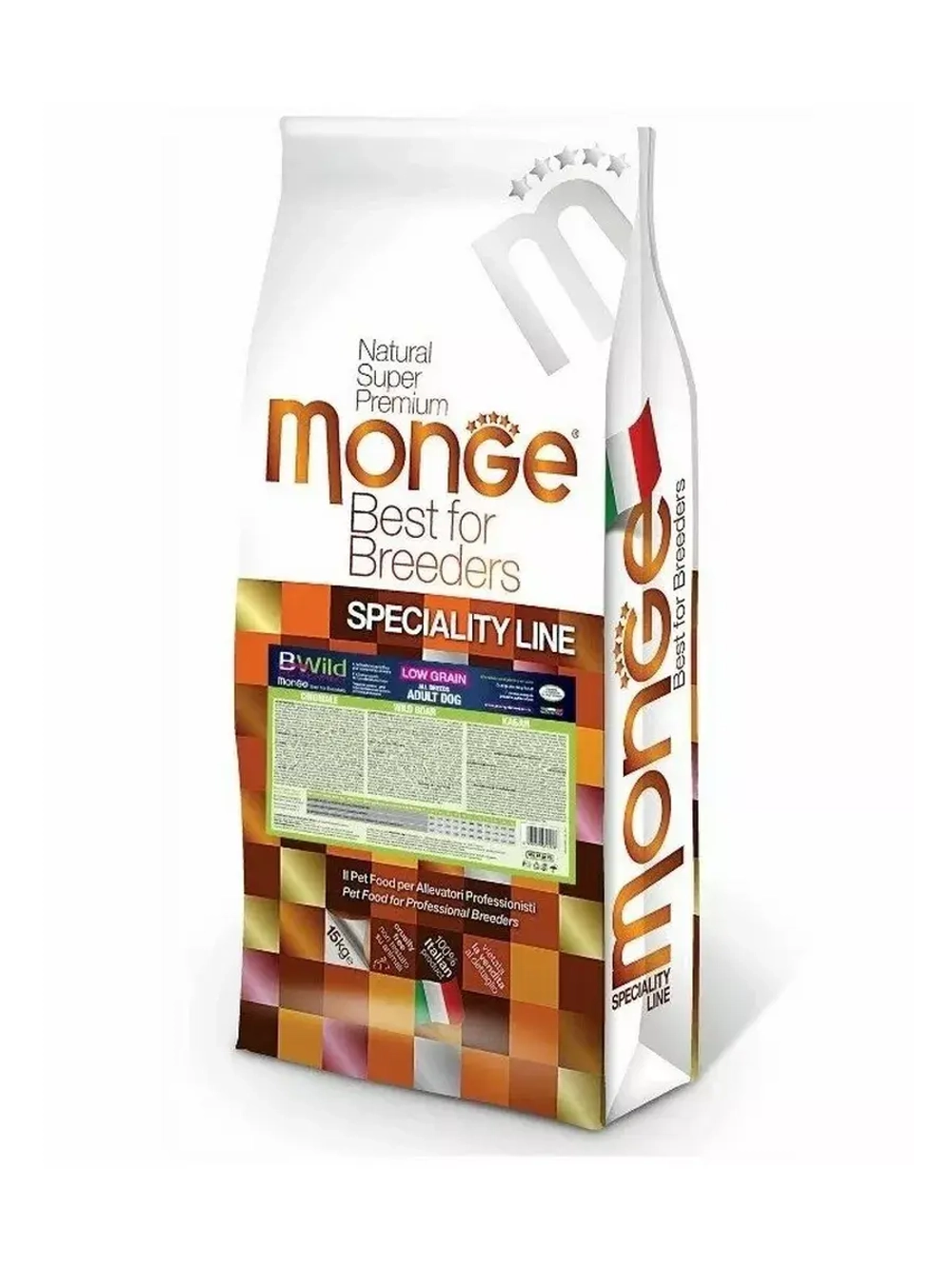 Monge (Монж Дог) Dog PFB BWild LOW GRAIN All Breeds (холистик) низкозерновой сухой корм из мяса дикого кабана для взрослых собак всех пород 15 кг.